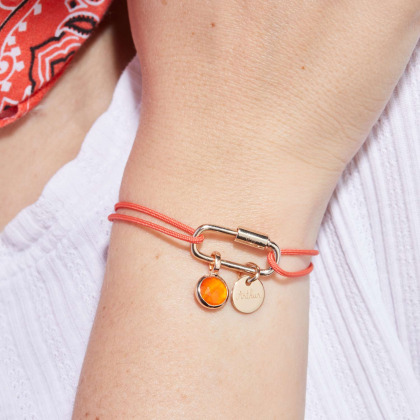 Personalisiertes Lucky Charm Geburtsstein Armbändchen vergoldet merci maman