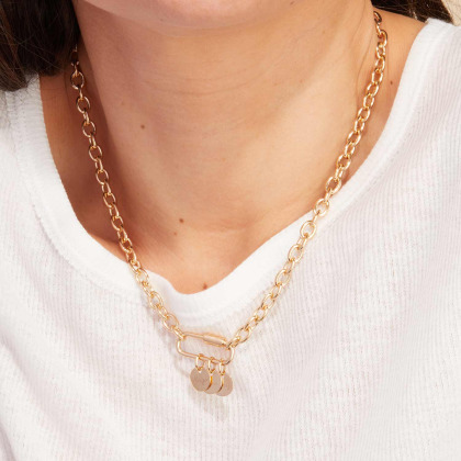 Personalisierte Lucky Charm Namenskette vergoldet merci maman