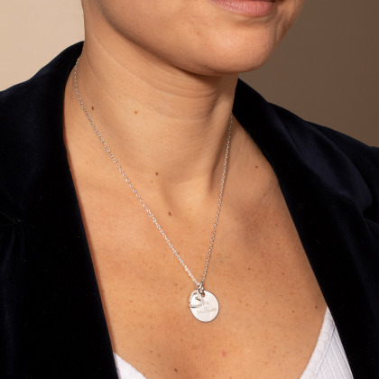 personalised crystal m necklace sterling silver merci maman
