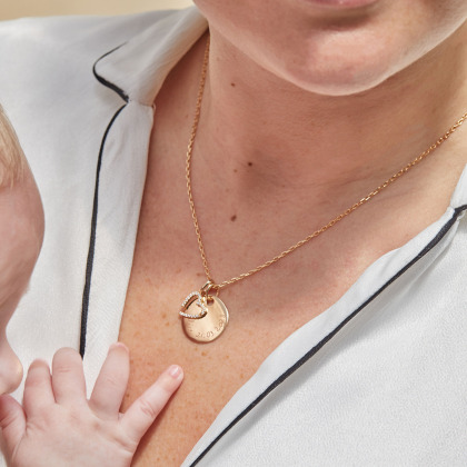 personalised crystal m necklace gold plated merci maman