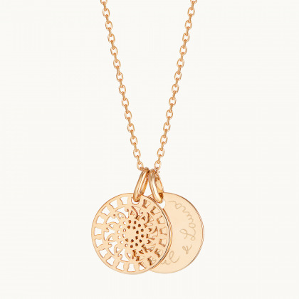 Personalisierte Mandala Halskette vergoldet merci maman