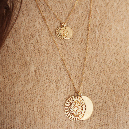 Personalisierte Mandala Halskette vergoldet merci maman