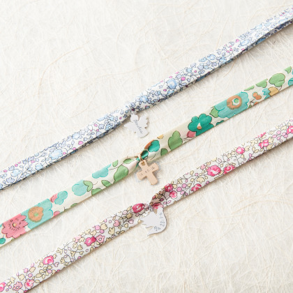 Pulsera Liberty de bautismo o primera comunión personalizada baño oro merci maman