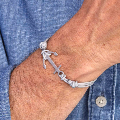 Bracciale ancora personalizzato uomo argento sterling merci maman