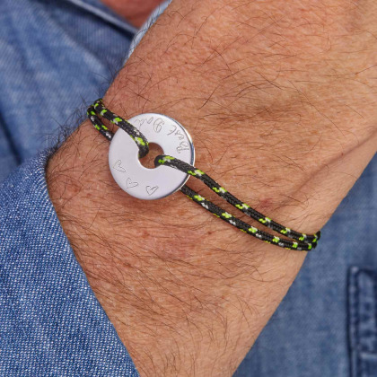 Bracelet Disque Marine personnalisé pour homme argent merci maman
