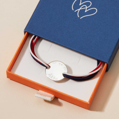 Braccialetto personalizzato Olimpico da uomo argento merci maman