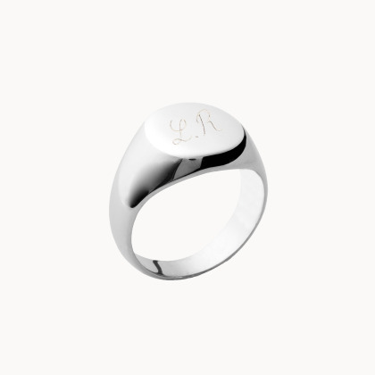 Personalisierter runder Siegelring aus Sterlingsilber für Männer merci maman