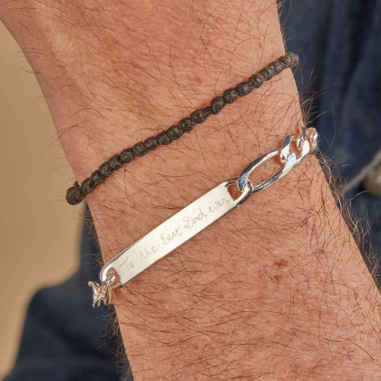 Personalisiertes Panzerarmband für Männer sterlingsilber merci maman