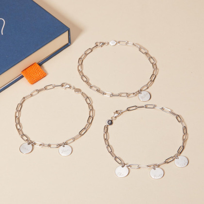 Personalisiertes Dainty Love Links Gliederarmband für Männer silber merci maman