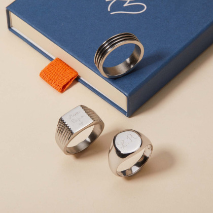 Personalisierter runder Siegelring aus Sterlingsilber für Männer merci maman