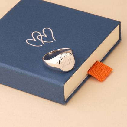 Personalisierter runder Siegelring aus Sterlingsilber für Männer merci maman