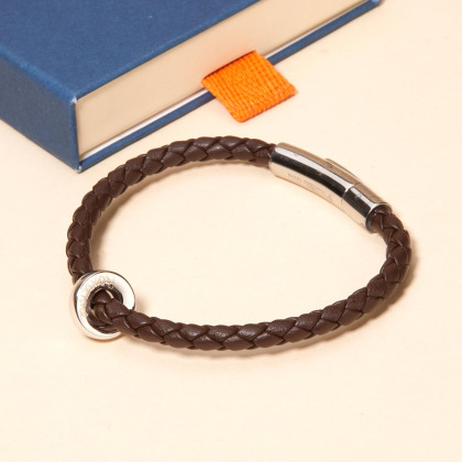 Personalisiertes Unity Lederarmband für Männer sterlingsilber merci maman