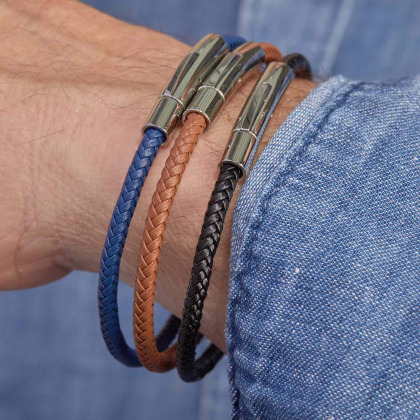 Personalisiertes schmales Lederarmband für Männer