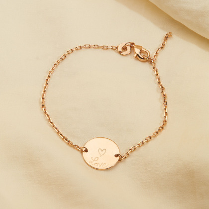 Pulsera personalizada de cadena con medalla para niña bano de oro merci maman