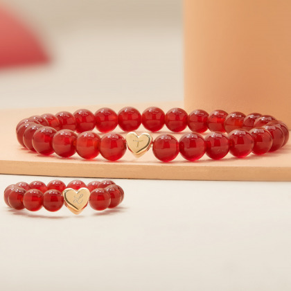 Bracciale Personalizzato Iniziale Cuore placcato oro 	
Agata rossa merci maman