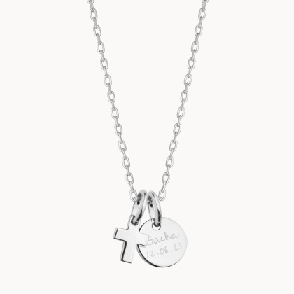 Collana personalizzata con Mini Croce in argento merci maman
