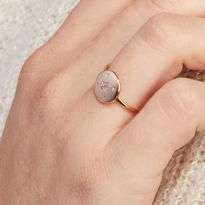 Anello personalizzato Mini Stella Cristallo placcato in oro merci maman