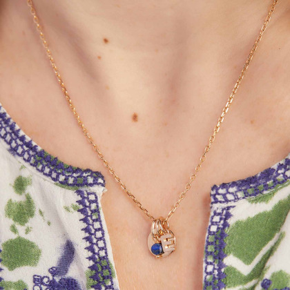 Collana personalizzata con mini gemma e lettera Alfabeto placcato in oro merci maman