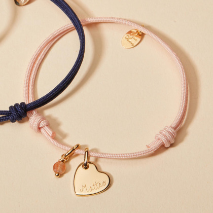Bracelet personnalisé Mini Pierre Fine et Coeur plaqué or merci maman