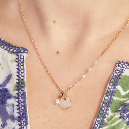 Personalisierte Mini Edelstein Halskette vergoldet merci maman