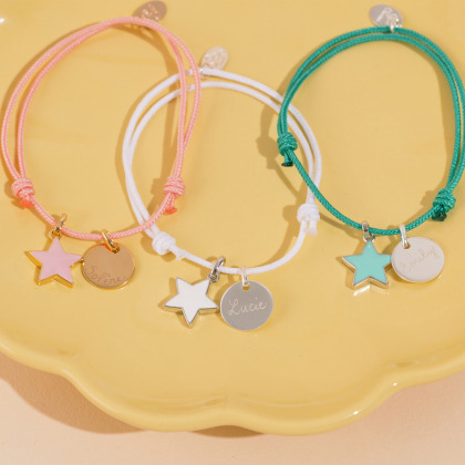 Pulsera personalizada con estrella de esmalte merci maman