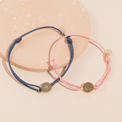 Personalisiertes Mini Kristall Charm Armband vergoldet merci maman