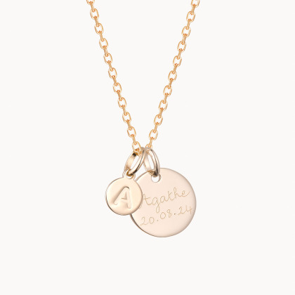 Personalisierte Buchstaben Plättchen Halskette vergoldet merci maman
