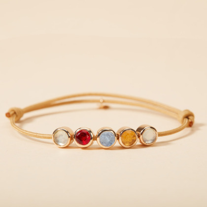 Bracciale personalizzato perla con pietra della nascita placcato di oro merci maman