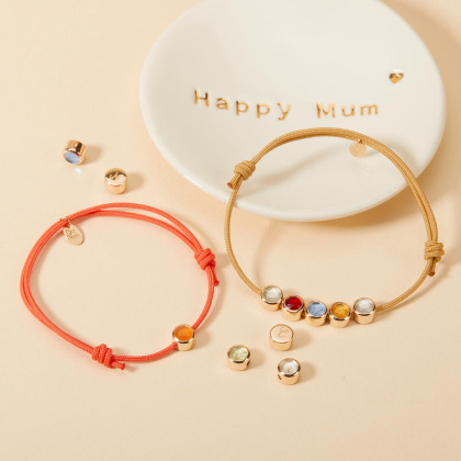 Bracciale personalizzato perla con pietra della nascita placcato di oro merci maman