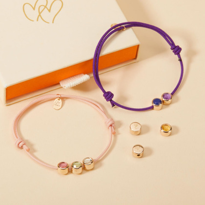 Bracciale personalizzato perla con pietra della nascita placcato di oro merci maman