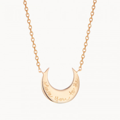 Collier Lune personnalisé plaqué or merci maman