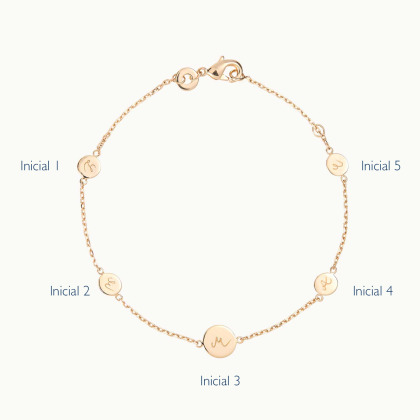 Pulsera personalizada de cadena con medallas baño oro merci maman
