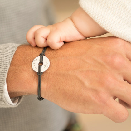 Personalisiertes Armband mit Scheibe für Männersterlingsilber merci maman