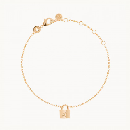Bracciale personalizzato a catena con lucchetto placcato oro merci maman