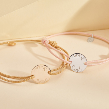 Bracciale con medaglia personalizzata placcato oro merci maman