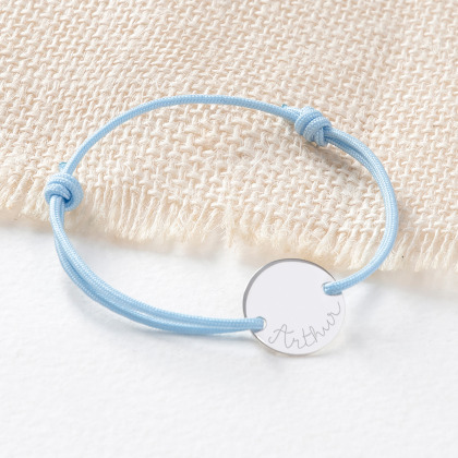 bracelet personnalisé pastille filleul argent merci maman