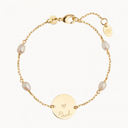 personalisiertes perlen pastille armkettchen vergoldet merci maman