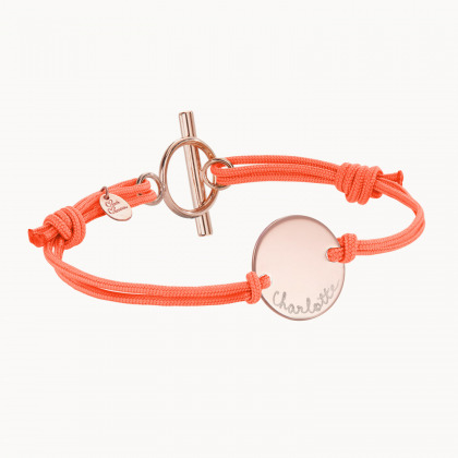 Bracciale con medaglia personalizzata placcato oro rosa merci maman