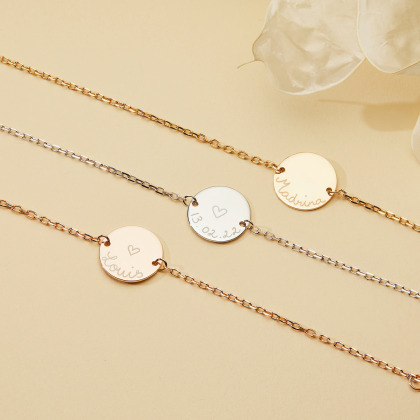 Pulsera de Cadena con Pastilla Personalizada para Madrina bano de oro amarillo merci maman
