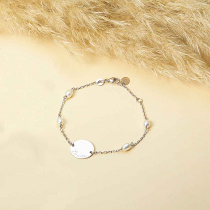 personalisiertes perlen pastille armkettchen sterlingsilber merci maman