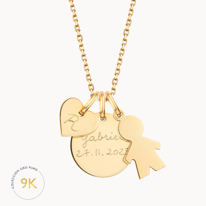 Collar personalizado Kate en oro de 9 kilates merci maman