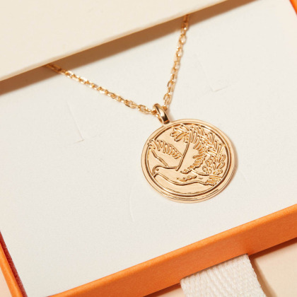 Collana personalizzata con medaglia di colomba placcato in oro merci maman