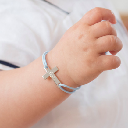 Personalisiertes Armband mit flachem Kreuz sterlingsilber merci maman