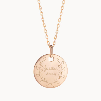 Personalisierte Lorbeerkranz Halskette vergoldet merci maman