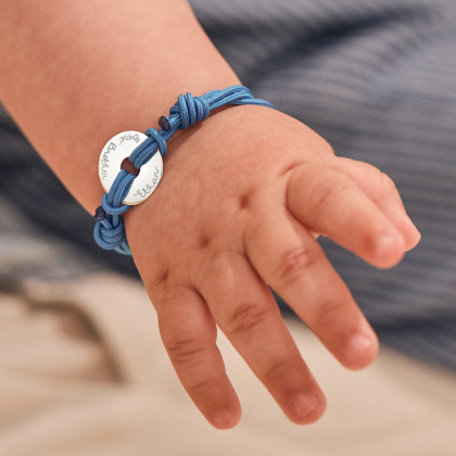 Bracciale personalizzato con mini-disco argento sterling merci maman