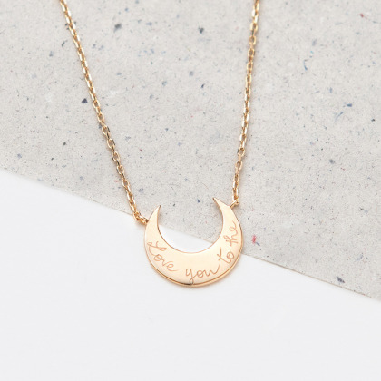 Collier Lune personnalisé plaqué or merci maman