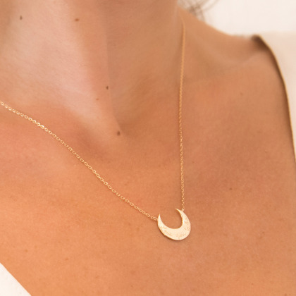 Collier Lune personnalisé plaqué or merci maman