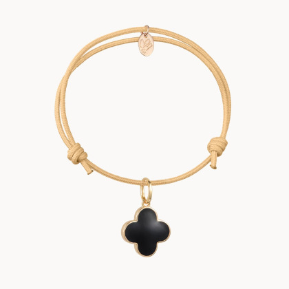 Bracciale personalizzato con croce a trifoglio di smalto placcato in oro merci maman