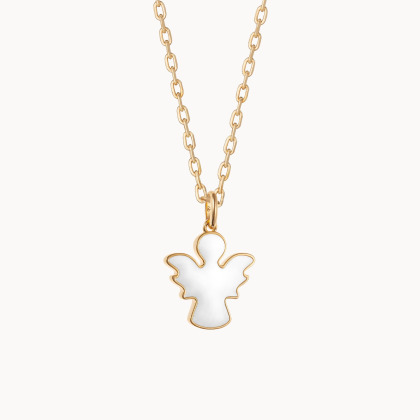 Collana personalizzata con angelo in smalto placcato in oro merci maman
