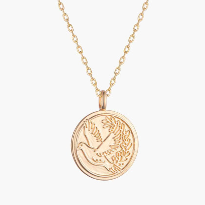 Collana personalizzata con medaglia di colomba placcato in oro merci maman